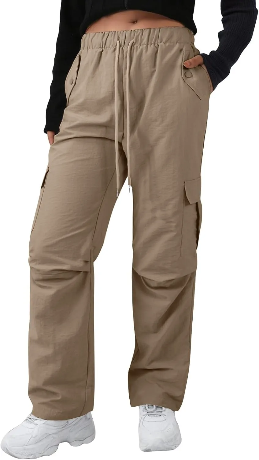 midelxp Bagyg Cargo Pants Women High Waisted Quick Dry Hiking Pants with Pockets Summer Lightweight Athletic Parachute Pant