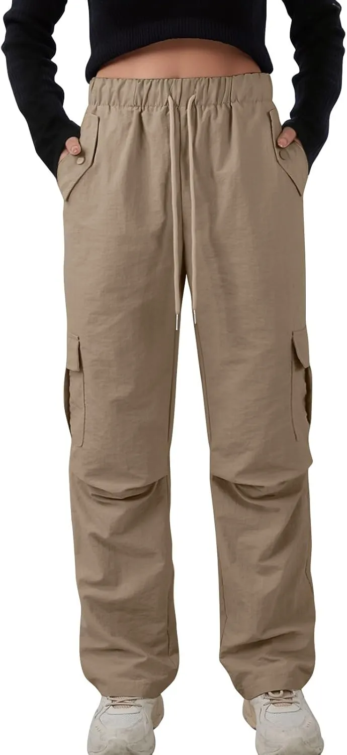 midelxp Bagyg Cargo Pants Women High Waisted Quick Dry Hiking Pants with Pockets Summer Lightweight Athletic Parachute Pant