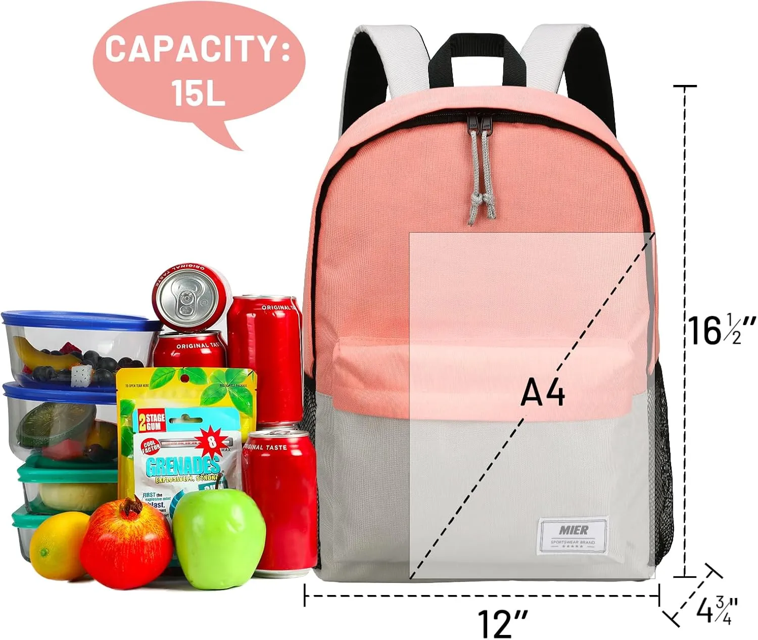 MIER Insulated Backpack Cooler Small Leakproof Lightweight Cute for Women Men to Work, Picnics, Camping, Park Day Trips, 15 L