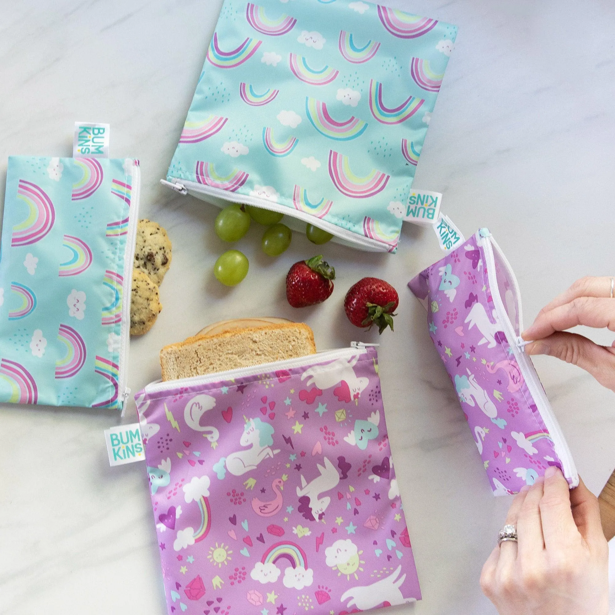 Reusable Snack Bag, Small 2-Pack: Rainbows & Unicorns
