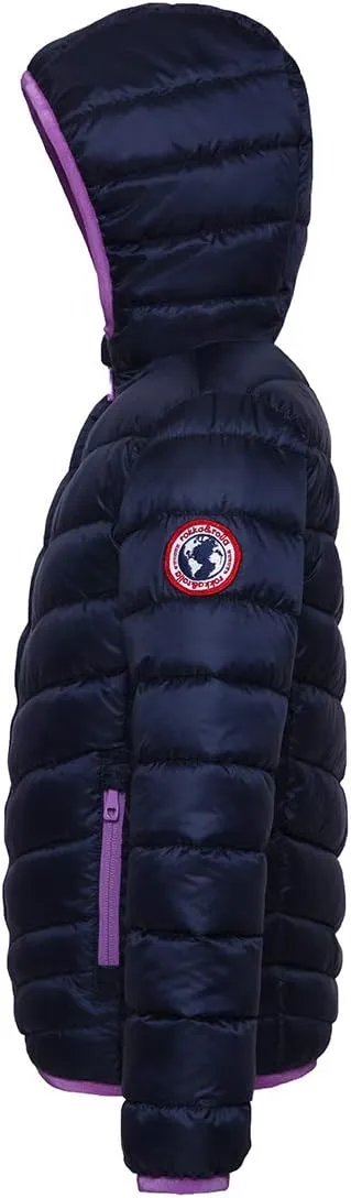 Rokka&Rolla Girls' Reversible Lightweight Puffer Jacket Hooded Water-Resistant Winter Coat