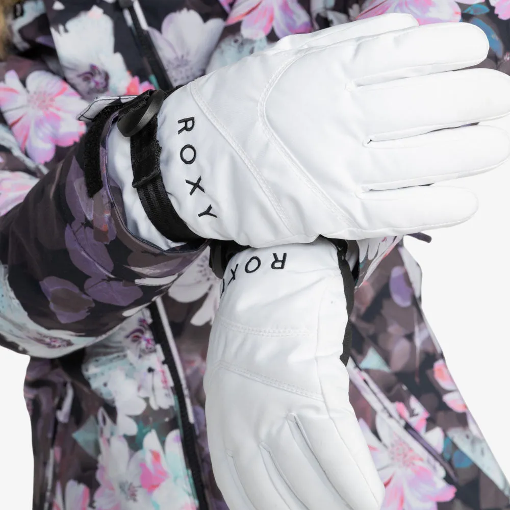 Roxy Jetty Solid Ski/Snowboard Mittens - White