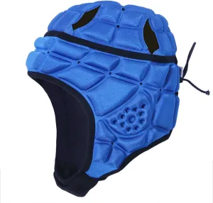 Rugby Helmet Soft Shell Headgear 7v7 Soccer Goalie Foam Padded Head Protector Support Goalkeeper Adjustable Autism Helmet Rugby Flag Football Helmet for Youth Adults