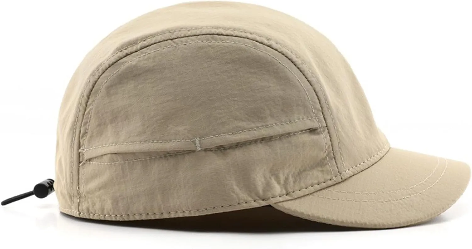 Short Brim Quick-Dry Lightweight Breathable Polyester Baseball Cap Adjustable Drawstring Dad Hat Outdoor Men Women