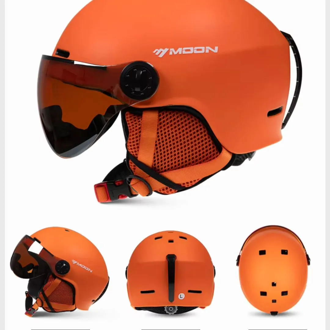 Ski Helmet with Built-In Goggles