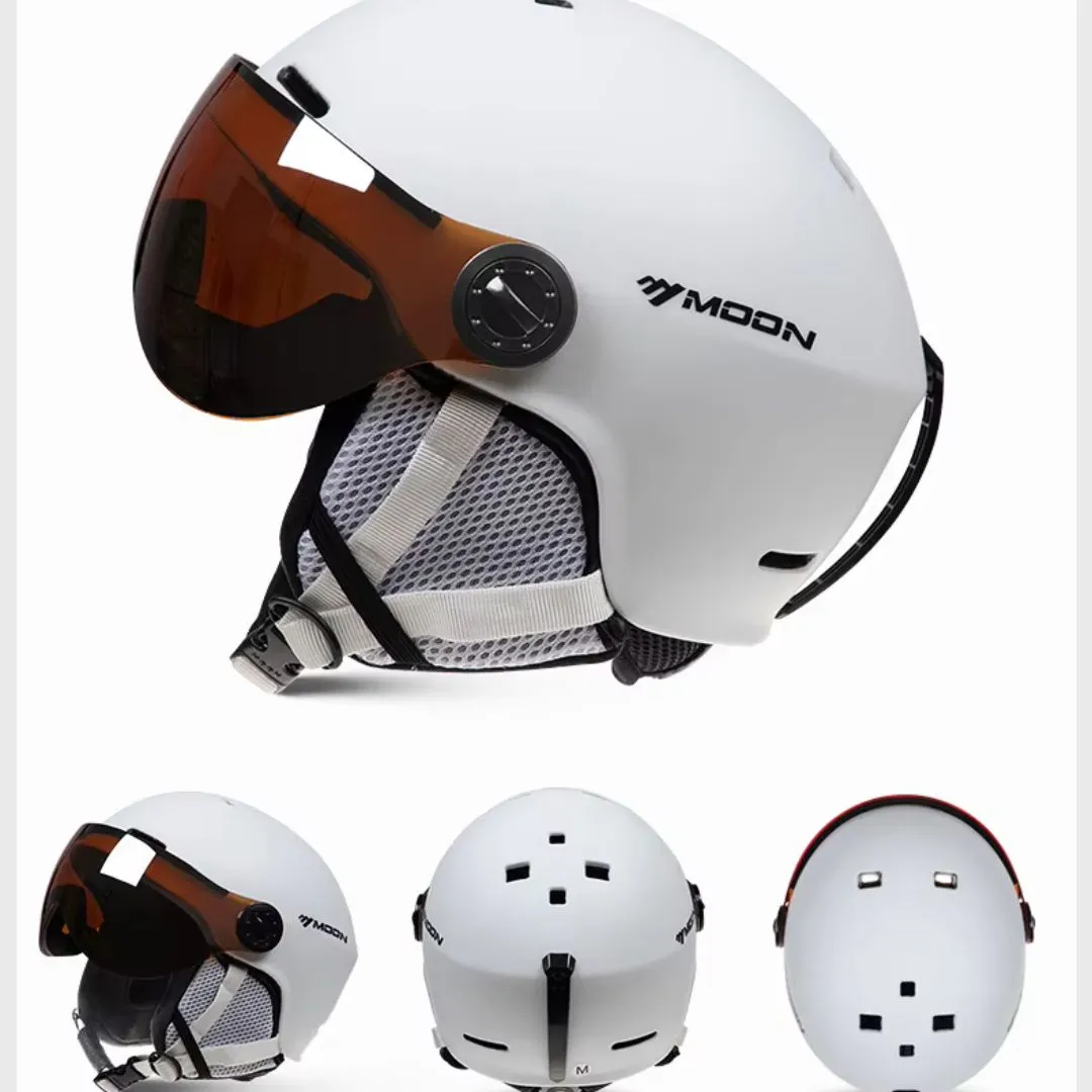 Ski Helmet with Built-In Goggles