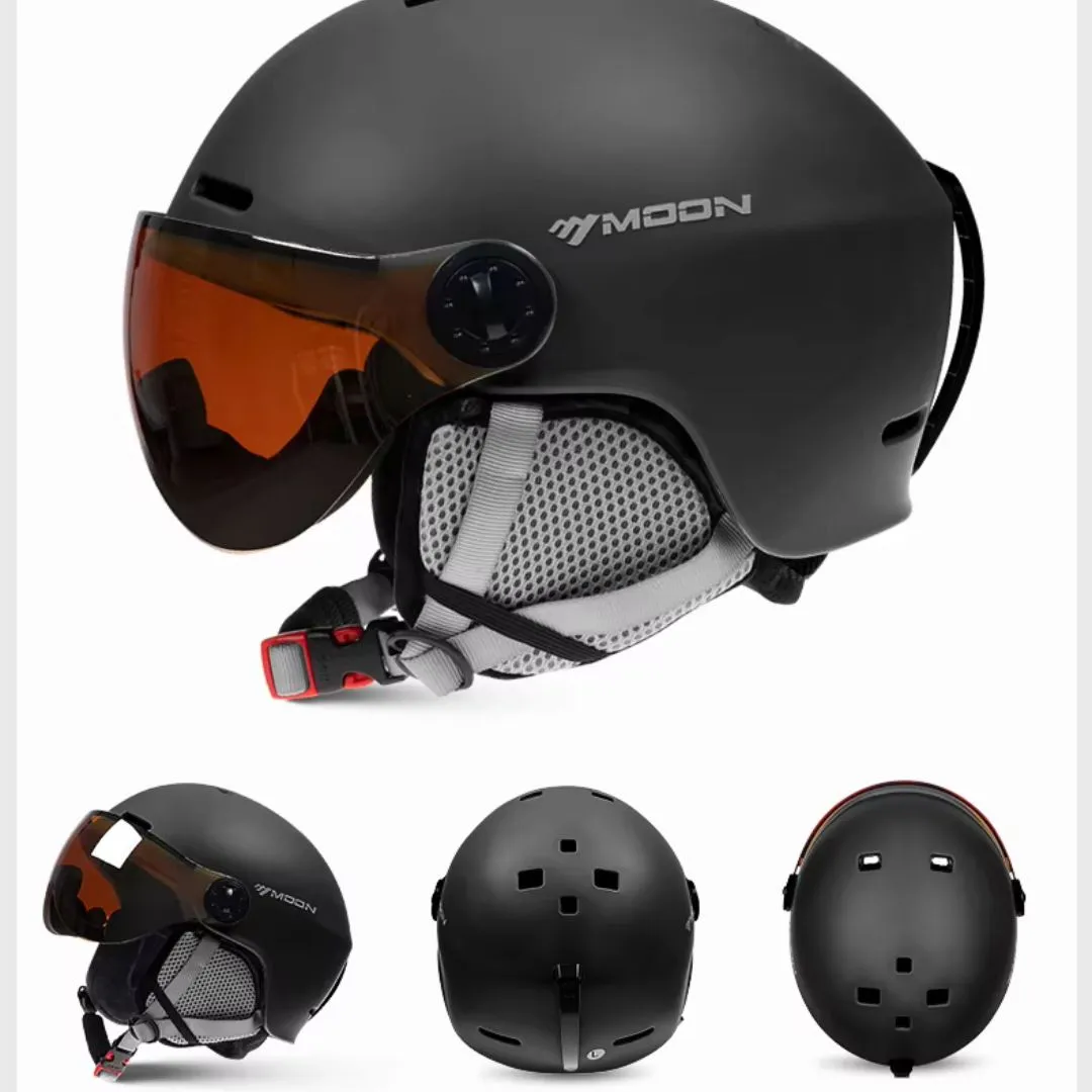 Ski Helmet with Built-In Goggles