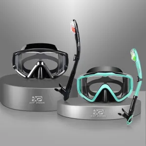 Snorkel Set Pano 3 Window Adult Snorkeling Gear, Professional Snorkel Goggles Anti-Fog Diving Mask, Anti-Leak Swim Goggles and Dry Top Snorkel for Diving, Snorkeling, Swimming