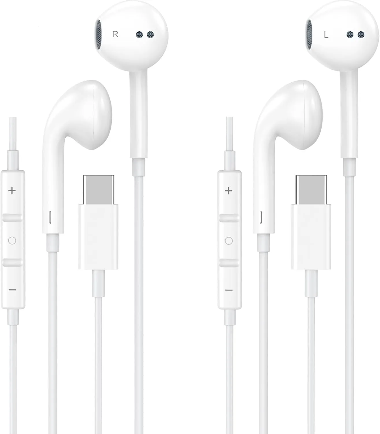USB C Headphones for iPhone 15 16,2 Pack USBC Type C Earbuds Wired in-Ear with Mic & Volume Control Compatible with iPhone 16 15 Pro/Pro Max, iPad Pro, Galaxy S25 S24 S23 Pixel 9 8 7 USB-C Jack