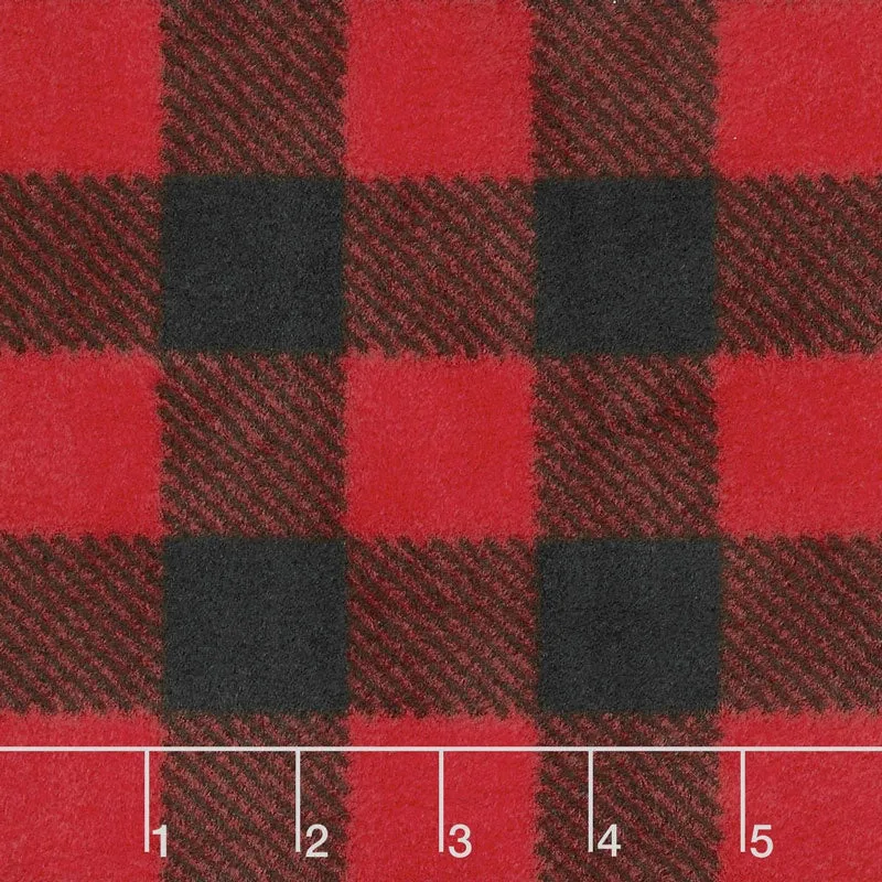 Winterfleece Prints Plaids and Checks - Buffalo Plaid B/Red Fleece Yardage