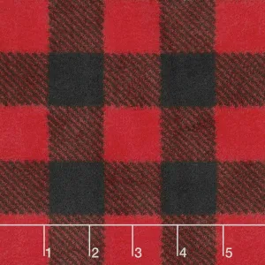 Winterfleece Prints Plaids and Checks - Buffalo Plaid B/Red Fleece Yardage