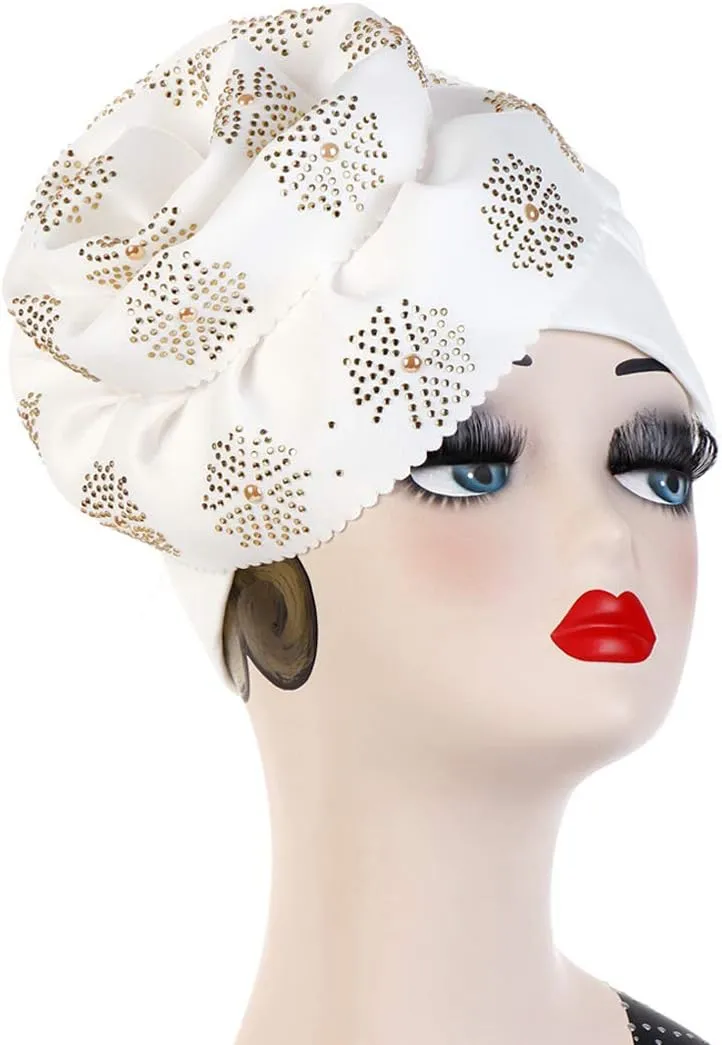Women Rhinestone Turban Hats Chemo Head Wraps Long Headwear Head Scarves