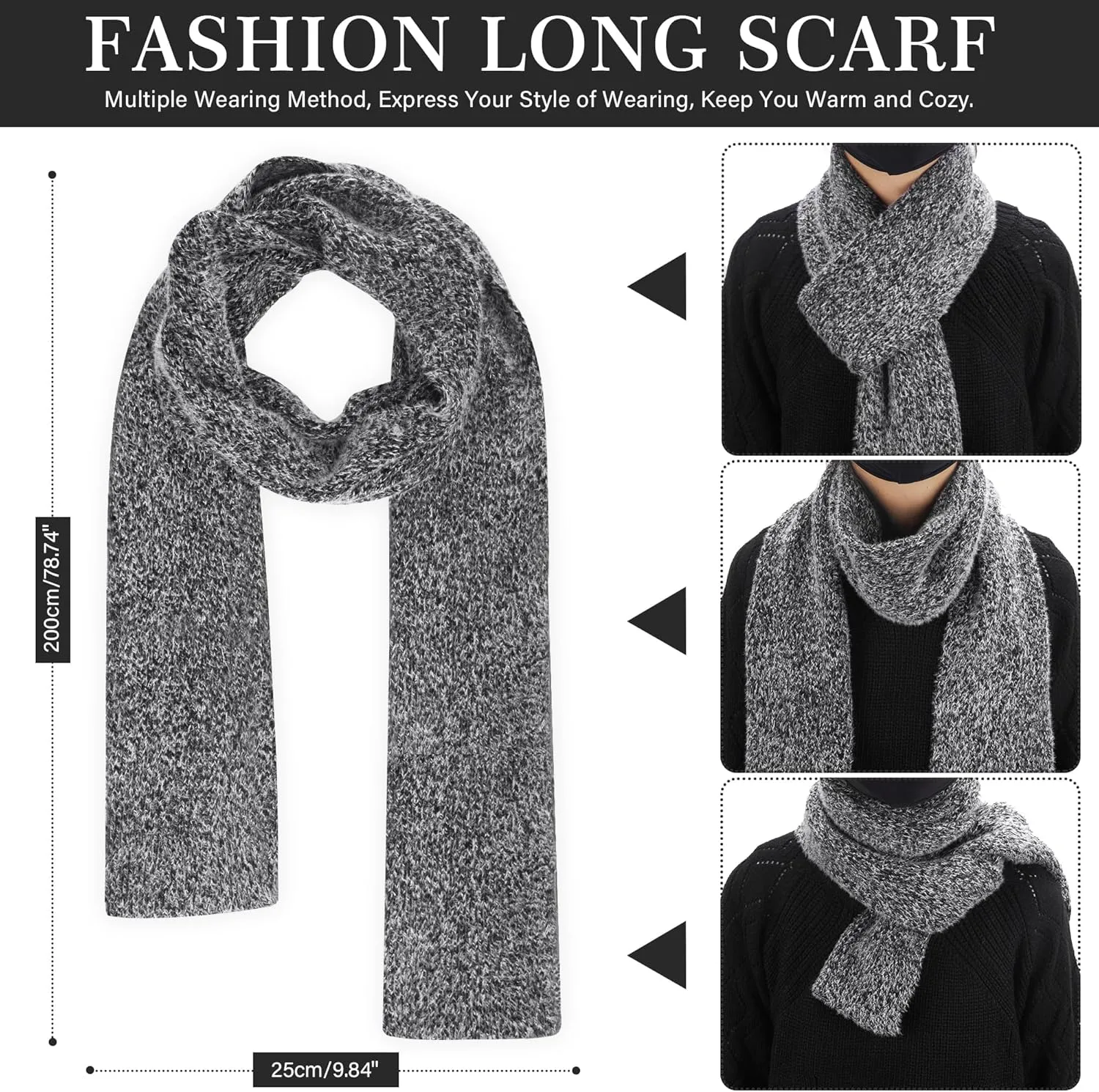 Womens Winter Warm Knit Beanie Hat Touchscreen Gloves Long Neck Scarf Set with Fleece Lined Skull Caps Gifts for Women