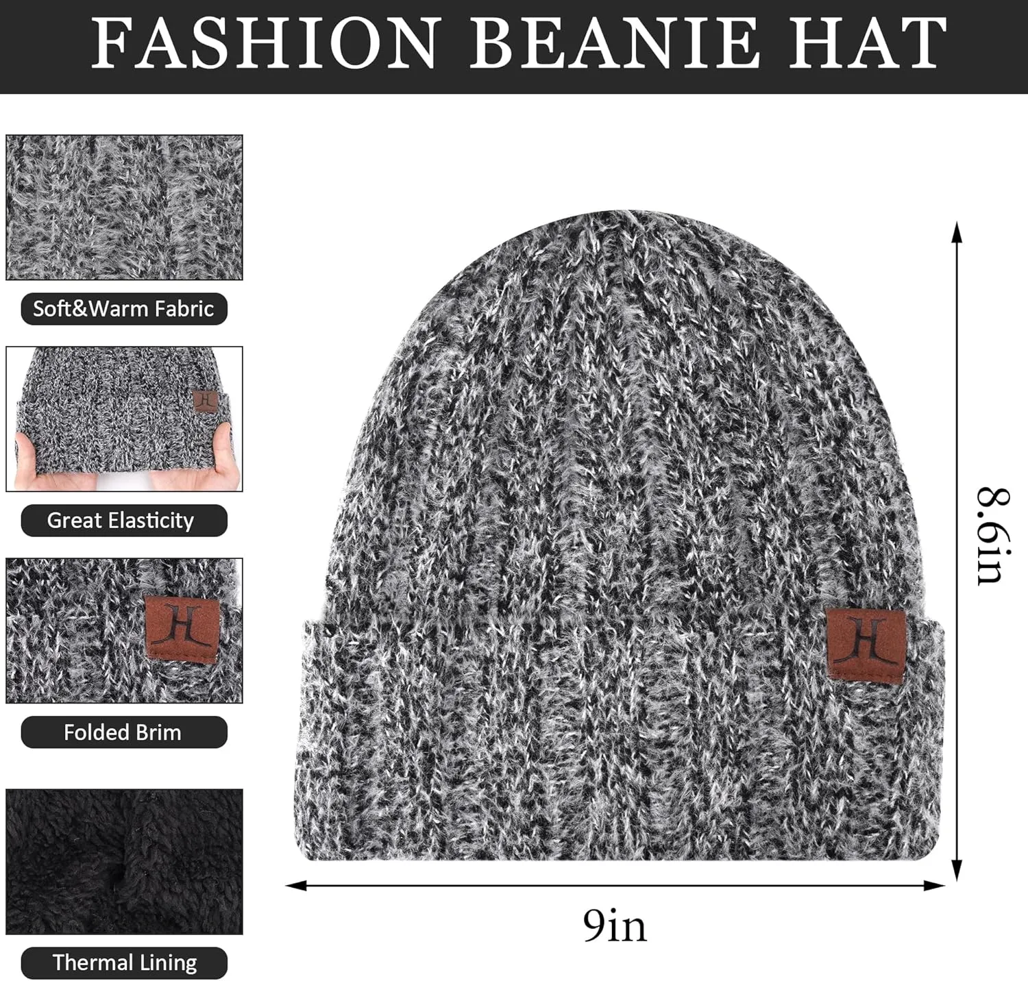 Womens Winter Warm Knit Beanie Hat Touchscreen Gloves Long Neck Scarf Set with Fleece Lined Skull Caps Gifts for Women