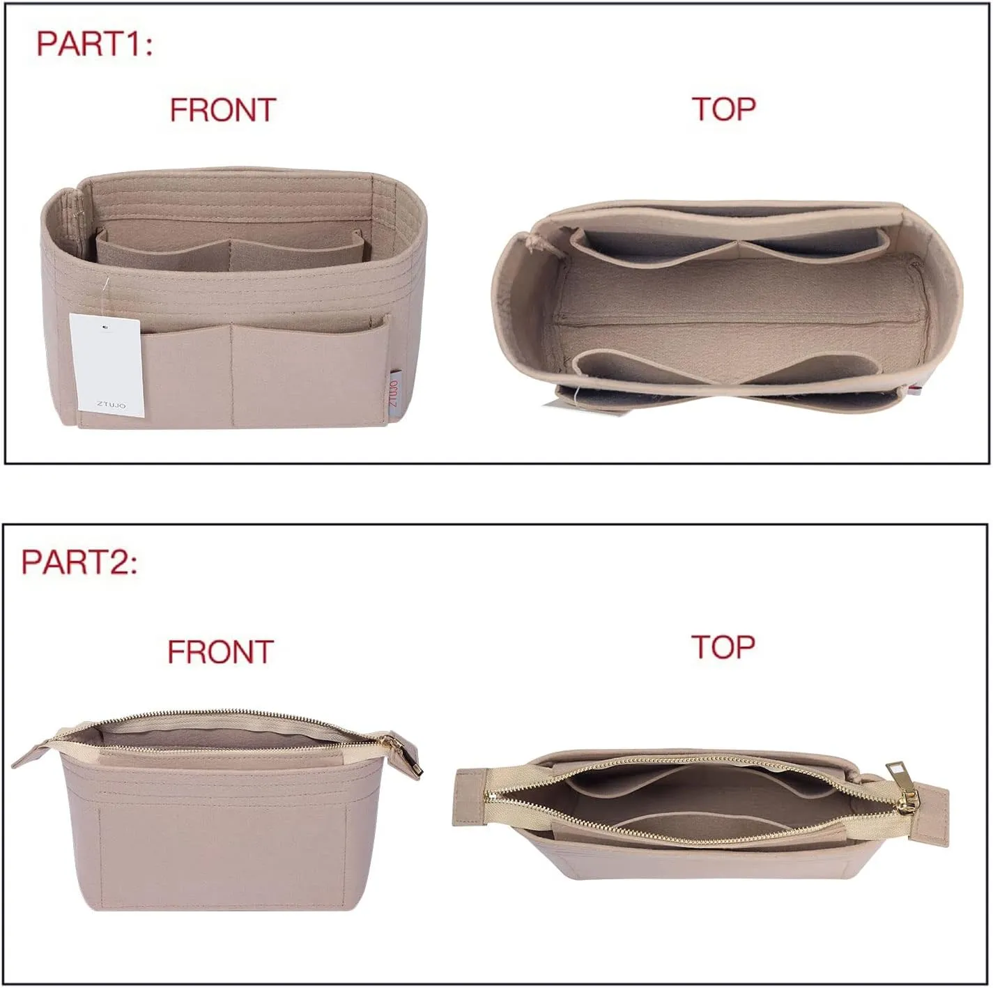 ZTUJO Purse Organizer, Bag Organizer, Insert Purse Organizer With 2 Packs In One Set For LV NeoNoe No Series perfectly